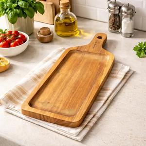 Plateau de service rond en bois massif, plateau alimentaire rustique, planche de présentation pour desserts, pain et viande, pour la cuisine et les fêtes - Product Image 3