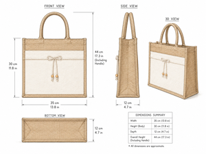 Natural Laminated Jute Tote Bag White Pocket Eco-Friendly Reusable Shopping <b>Handbag</b> for Beach Exhibition Wedding Use Rope Handle - Product Image 2