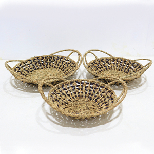 Seagrass <b>Rustic</b> Handwoven Multifunction Serving Tray Set for Kitchen & Living Room Use Eco-friendly - Product Image 1