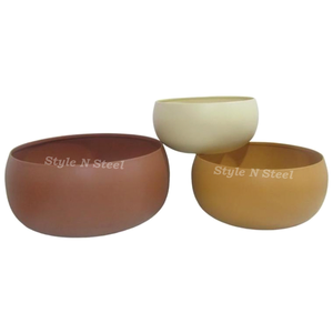 Maceta con Forma de Tazón, Recubierta de Hierro, Duradera, Multiusos, para Interiores, con Drenaje - Product Image 1