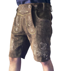 Lederhosen bavaroises authentiques pour hommes, shorts traditionnels pour l'Oktoberfest, en cuir tricoté, couleur unie, séchage rapide, légers - Product Image 4