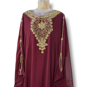 Abaya de Dubaï en gros Aïd 2026 – Modeste, simple, en mousseline, longueur ras du sol, manches longues, écologique, pour femme, tenue de soirée, festival, Ramadan - Product Image 1