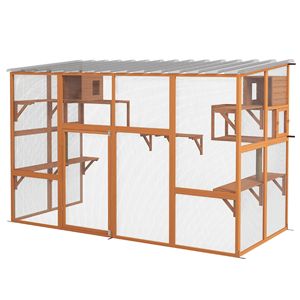 Catio - Tienda de campaña para mascotas de razas medianas y grandes con poste rascador y caja con ventana para juegos al aire libre y cría de animales pequeños - Product Image 1