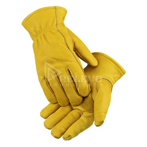 Guantes de seguridad industriales de cuero vacuno serraje para invierno, anticorte, para soldadura, con palma completa y doble refuerzo de algodón en el dorso. - Product Image 1