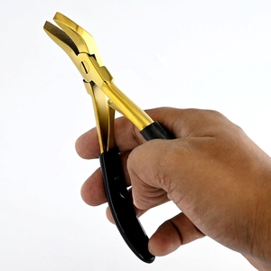 Curved Stainless Steel Hair Extension <b>Bead</b> Closing Plier Fine Serrated Flat Jaw Rubber Grip Nano Ring I Tip Installation - Product Image 1