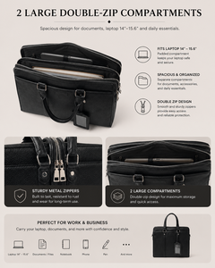 Sac à dos pour ordinateur portable en cuir véritable pour homme, sacoche de bureau, doublure en nylon, fermeture éclair durable, sac souple de luxe fait main, Beena's CE02 - Product Image 4