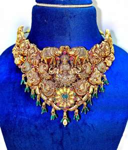 Collar de joyería tradicional india de oro de 22k, collar de novia Haram para bodas, para mujeres, disponible en ORO/PLATA/BRONCE - Product Image 1