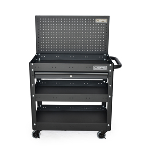 Heavy Duty Matte Black Powder Coated Steel Utility <b>Cart</b> Family keywords: for Garage Workshop Storage Use - Product Image 5