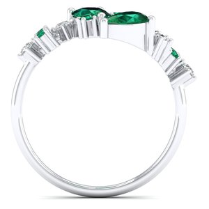 แหวนหมั้นเพชรทรงหยดน้ำ 1 กะรัต ประดับมรกตและมอสซาไนต์ ทอง 14K ยี่ห้อ REYES Luxury สำหรับเป็นของขวัญวันครบรอบ เครื่องประดับชั้นดี - Product Image 4