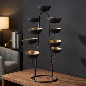 Decorative <b>TeaLight</b> <b>Candle</b> <b>Holders</b> Black & Gold Metal <b>Candle</b> Stand for Table Centerpiece Living Room Bedroom Home Decor - Product Image 6
