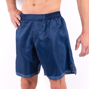 Shorts de bain pour homme, bleu marine uni, taille élastique, séchage rapide, tissu satiné, vêtements de bain décontractés - Product Image 4