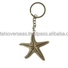 Vintage brass starfish keychain metal sea star <b>key</b> <b>holder</b> beach theme keyring for gift and souvenir use - Product Image 4