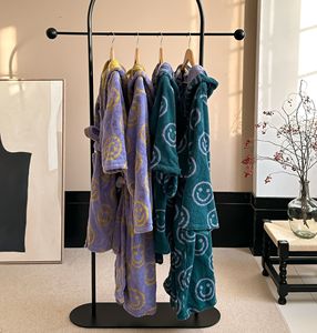 Wholesale Striped Floral Printed Absorbent Adult Kids Hoodie Couple Oversize Hotel Home <b>Bathrobes</b> Women Cotton <b>Towel</b> <b>Bathrobe</b> - Product Image 6