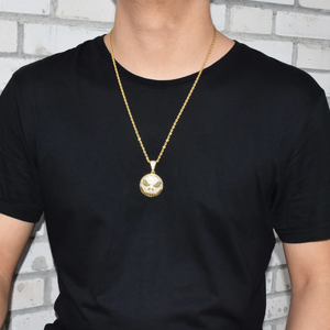 Round Face Pendant Necklace Cubic Zircon Mens Hip Hop Jewelry <b>Iced</b> <b>Out</b> Circular Medallion Bling Gold Silver <b>Chain</b> Charm Mens - Product Image 3