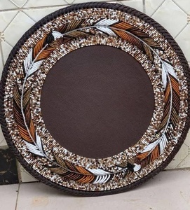 Set ofHandmade Beaded Table <b>Placemats</b> with <b>Leather</b> African Beaded Dining Heat-Resistant & Durable - Product Image 4