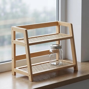 <b>2</b> Tier Wooden Display Organizer <b>For</b> <b>Kitchen</b> Organization And Home Storage Rack Tabletop Decorative Utility Stand From India - Product Image 1