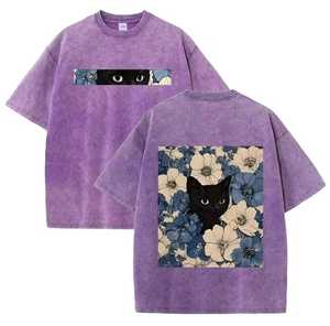 <b>Men's</b> Oversized Short Sleeve O-Neck T-Shirt 100% Cotton Floral for Print Casual Style Breathable 320g China Jersey Knitted Front - Product Image 3
