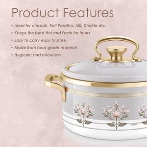 Ceramic Casseroles <b>Set</b> With Glass Lid Floral Design Round <b>Pot</b> Zinc Alloy Handle - Product Image 6