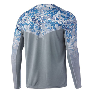 เสื้อตกปลาผู้ชายขายส่งจำนวนมาก ผ้าฝ้าย/ใยไผ่ 100% พิมพ์ลายดิจิทัล แขนยาว คอกลม ระบายอากาศ แห้งเร็ว - Product Image 6
