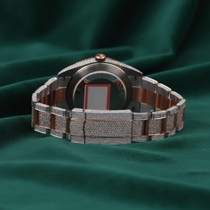 Montre de luxe pour homme, 40 mm, en acier inoxydable, style diamant, bracelet entièrement serti de pierres, mouvement à quartz, couleur argent - Product Image 3