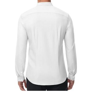 Chemise décontractée pour homme à col montant, manches longues, boutonnée, avec poche poitrine et look contemporain épuré - Product Image 2