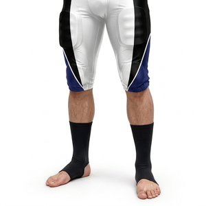 Men's <b>Padded</b> American Football <b>Pants</b> White Blue Black Sublimated Fitted Elastic Waist Sportswear Apparel - Product Image 4