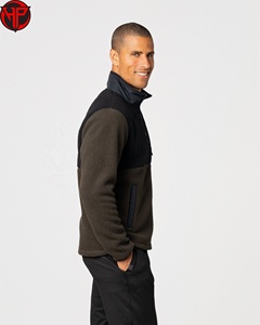 Men's Winter Fleece Jacket Sherpa Lined Zip Up Outdoor Sweatshirt Lightweight Breathable Waterproof Collar <b>Coat</b> - Product Image 1