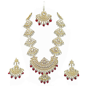 Indian Stylish Layered Pearl Rani Haar Long Kundan Necklace Zircon Alloy Jewellery Set Wedding Engagement Party <b>Gift</b> Hiphop Gold - Product Image 4