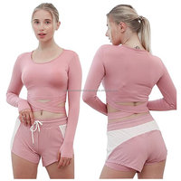 Conjunto Deportivo de Yoga de Alta Calidad, Talla Grande, Sólido, Sin Costuras, Transpirable, Antibacterial, de Secado Rápido, para Correr, Gimnasio, Invierno, Fitness