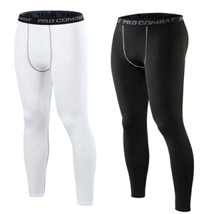 Leggings de Compresión para Hombre Tabarmor, Largos, de Color Sólido, con Cintura Elástica de Spandex y Nailon, Logotipo Pro Combat - Product Image 1