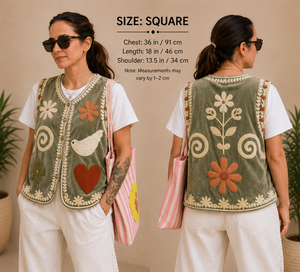 Nueva llegada: Chaleco Kantha Suzani de terciopelo floral bordado vintage de textiles de Rajastán, chaqueta corta india para mujer con logo frontal. - Product Image 3