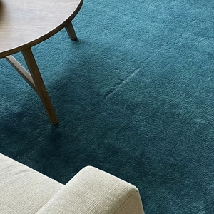 Alfombra Abstracta de Lana Tufted Hecha a Mano, Ecológica, Gruesa, Moderna, Color Azul Turquesa, Suave, para Sala de Estar, Contemporánea, Minimalista - Product Image 1