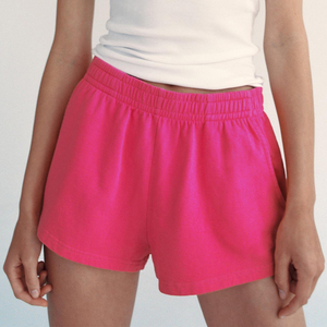 Ensemble 2 pièces pour femme : Sweat-shirt oversize à col rond et short en coton rose uni, coupe décontractée, idéal printemps-été, collection 2026 - Product Image 6