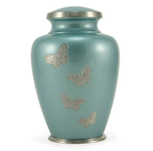 Urna Funeraria de Metal con Adhesivo de Flor Azul para Cenizas Humanas de Adultos, Estilo Americano/Europeo - Product Image 6