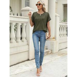 2025 femmes vert armée surdimensionné été hauts décontracté affaires t-shirts pour l'été - Product Image 3