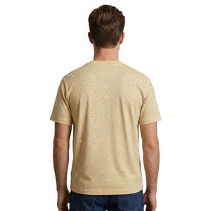 T-shirt personnalisé pour homme, or champagne, strass, paillettes, broderie de logo personnalisé, manches courtes, coton de luxe, t-shirt brillant - Product Image 3