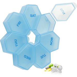 Organizador de Pastillas Semanal de 7 Días y Estuche Diario para Vitaminas, Caja de Pastillas Azul para una Gestión Eficiente del Medicamento (Paquete de 1) - Product Image 1
