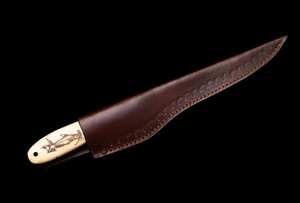 Handmade Damascus Steel Industrial Grade Fillet <b>Knife</b> Serrated Edge Drop Point 0.6 Mm Thickness <b>Bone</b> <b>Handle</b> 11" Overall Length - Product Image 4