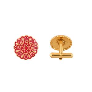 Luxury Gold Plated Red Enamel Floral <b>Cufflinks</b> for Men Formal <b>Shirt</b> Accessories Wedding Business Gift Designer Cuff Links - Product Image 4
