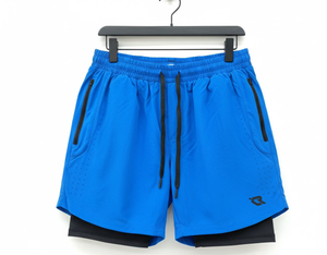 Nouveauté : Short de sport pour homme en polyester rouge et bleu à motif écossais, taille élastique, anti-plis, respirant et séchage rapide, qualité supérieure - Product Image 6
