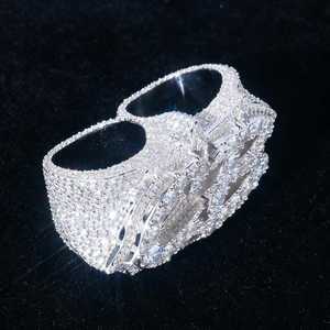 Bague Hip Hop personnalisée avec initiale en moissanite, grande taille, pour homme, en argent 925 véritable, bijoux fins, breloques de fête pour lui - Product Image 2