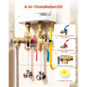 3/4 Inch <b>Tankless</b> <b>Water</b> <b>Heater</b> Service Valve Kit 2pcs 3/4\" NPT 3/4\" PEX-B Isolation Valves Pressure Relief <b>Water</b> <b>Heaters</b> - Product Image 2