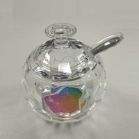 Acryl-Honigspender mit Honiglöffel und Wabendesign für Zuhause, Küche und Restaurant