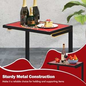 Tavolino Laterale a Forma di C Impermeabile per Esterni con Piano in Ceramica e Telaio Leggero in Alluminio per Patio e Giardino - Product Image 4
