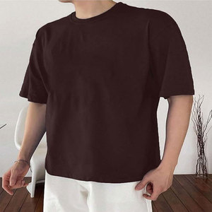 เสื้อยืดลำลองผู้ชาย Moglies สีดำล้วน แขนสั้น ทรงปกติ ผ้าฝ้ายเจอร์ซีย์ 100% คอกลม ถักทอเรียบ ย้อมสีเรียบ แห้งเร็ว - Product Image 1