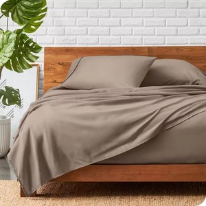 Striped Blue Cotton Bed Sheet <b>Set</b> 4 Piece Fitted Flat Sheets Pillowcases All Season Breathable Home Use - Product Image 1