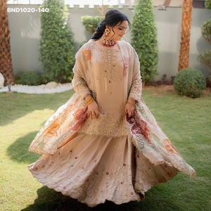 Proveedor de la India de conjuntos de lehenga, kurti de manga larga y dupatta, de diseño elegante, en tela chinon con bordado de lentejuelas, listos para usar. - Product Image 1