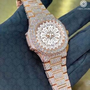 Montre de luxe en acier inoxydable Charm Jewells, boîtier rond de 38 mm, quartz analogique, design lumineux et tendance, bracelet pour femme de 25,5 cm, pliable - Product Image 1