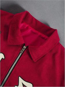 <b>Men's</b> Corduroy Zip Up Varsity <b>Jacket</b> Streetwear Trendy Graphic <b>Long</b> Sleeve Baseball Bomber <b>Jackets</b> Outwear - Product Image 3