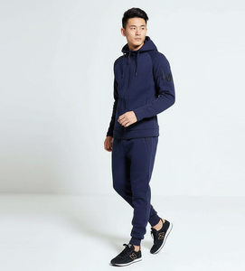 Ensemble de survêtement d'hiver 2 pièces pour homme, en coton, avec logo brodé appliqué, comprenant un sweat à capuche et un pantalon de jogging - Product Image 1